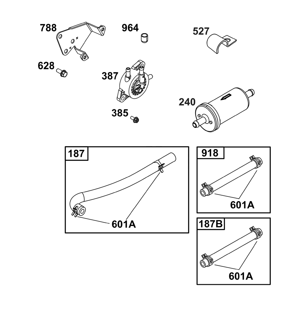 Fuel Supply Group Diagram and Parts List for 305777-0153-B5 200000 - 399999 Briggs and Stratton Engine